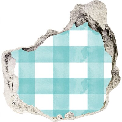 3D wall hole wallpaper A damaged wall with a blue grid