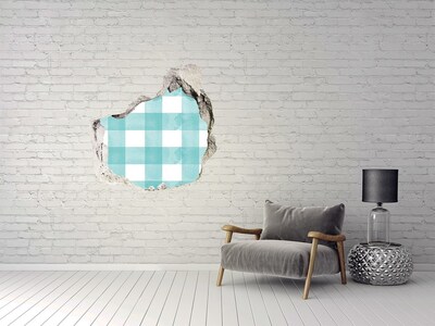 3D wall hole wallpaper A damaged wall with a blue grid