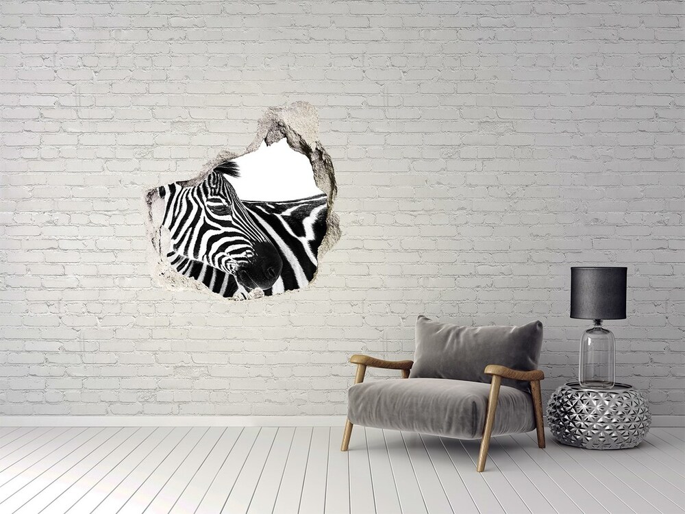 Hole in the wall decal Zebra in the snow