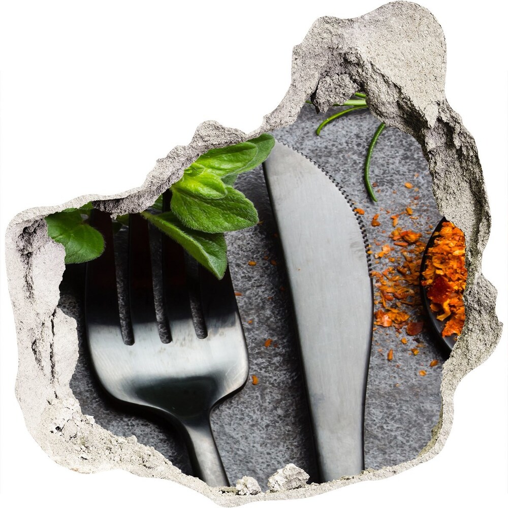 Hole in the wall decal Cutlery and spices