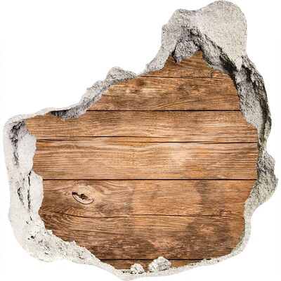 Hole in the wall decal Wooden background