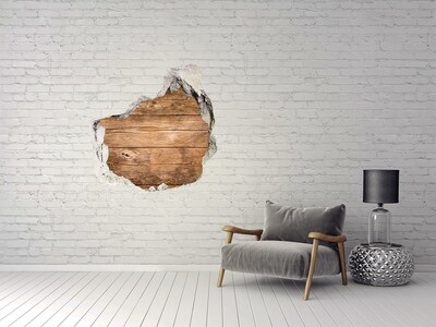 Hole in the wall decal Wooden background