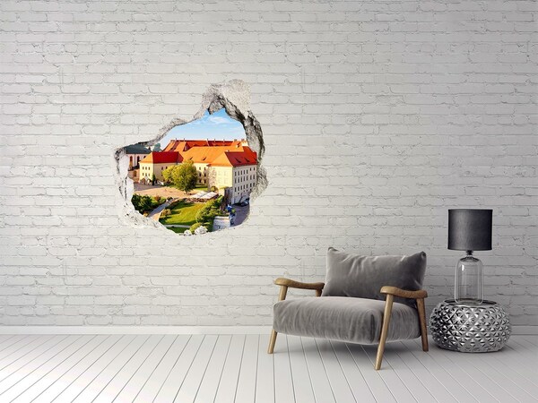 3D wall hole wallpaper A castle in a picturesque setting