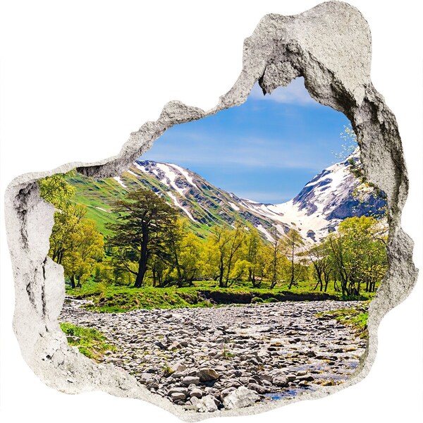 Hole wall sticker River in the mountains