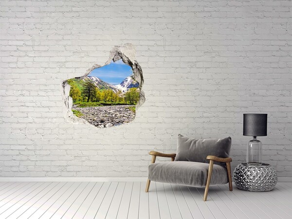 Hole wall sticker Mountain landscape with a river