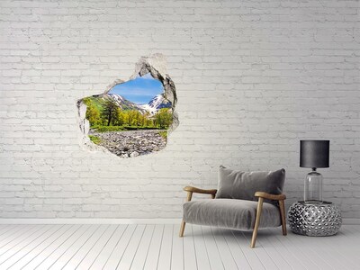 Hole wall sticker Mountain landscape with a river