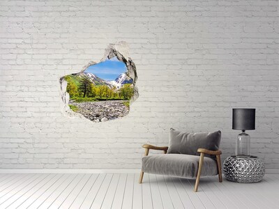 Hole wall sticker River in the mountains