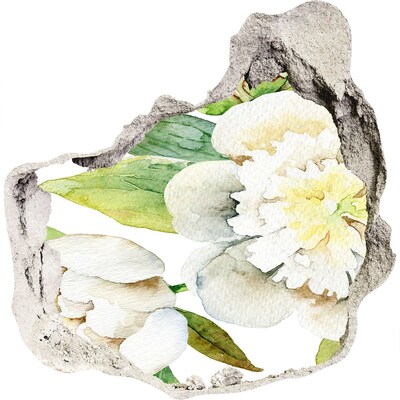 Hole in the wall sticker Peonies