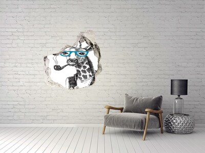 Hole wall sticker Giraffe with glasses