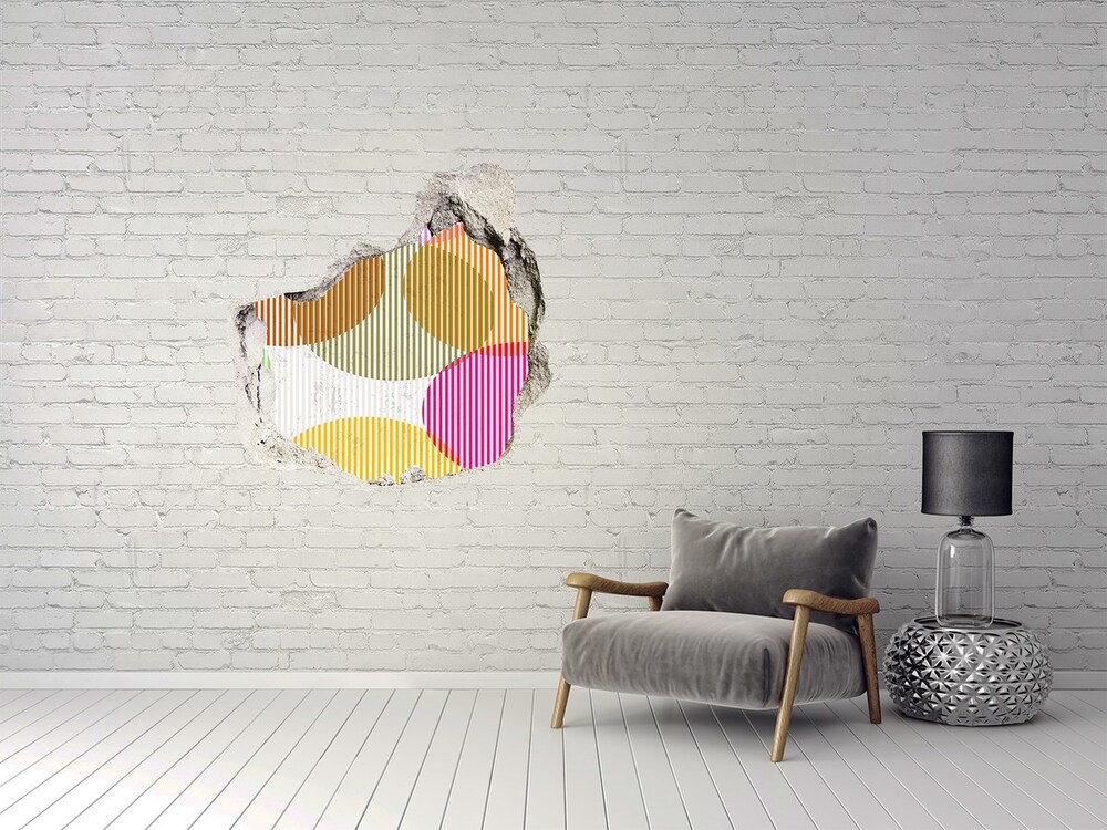 Hole in the wall decal Colorful wheels