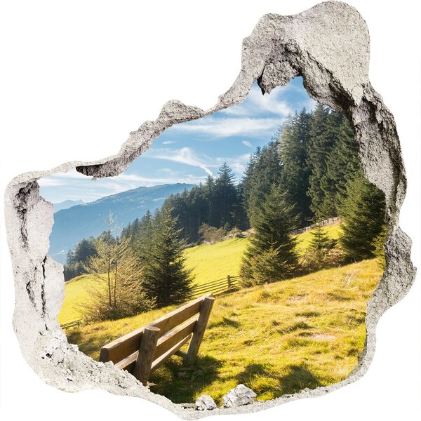 3D wall hole View of the mountain valley