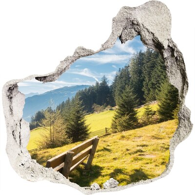 3D wall hole View of the mountain valley