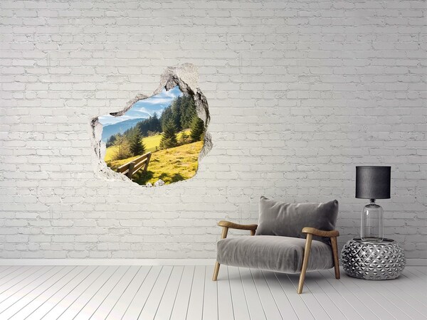3D wall hole View of the mountain valley