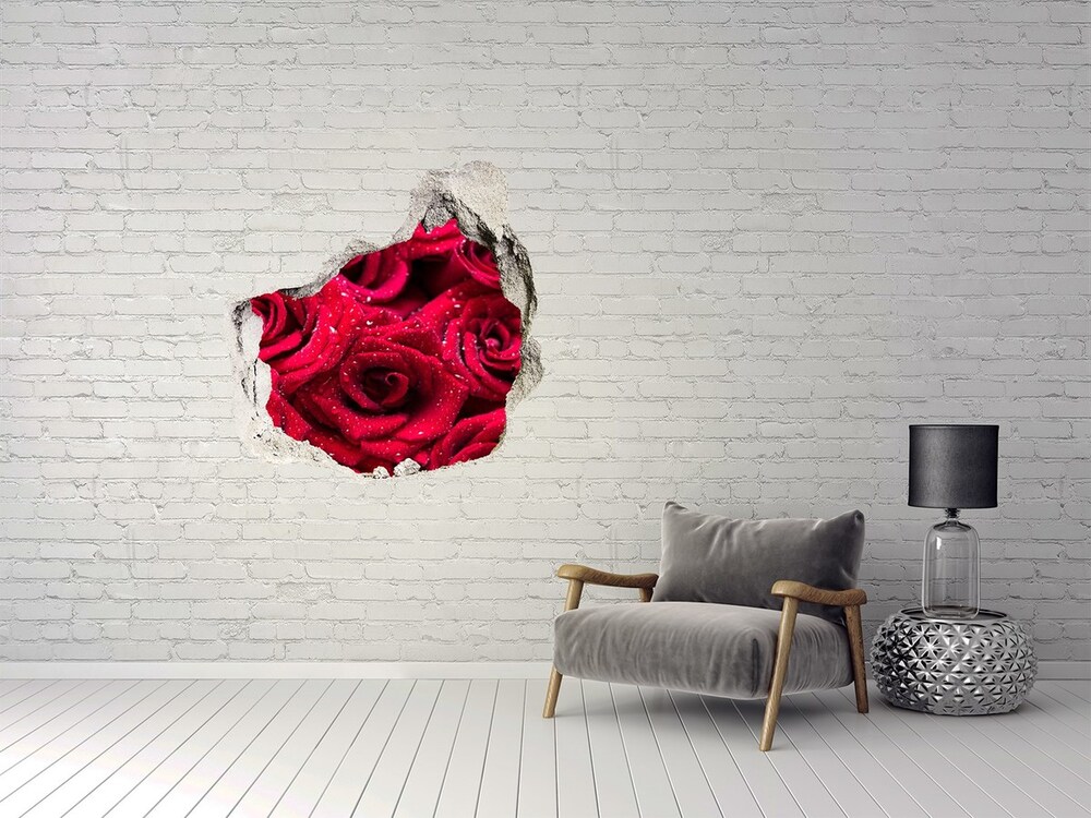 3D wall hole Drops on roses