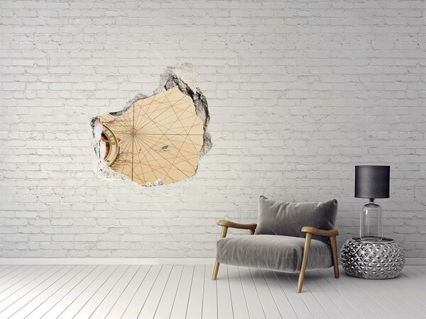 Hole wall sticker Ancient sea map
