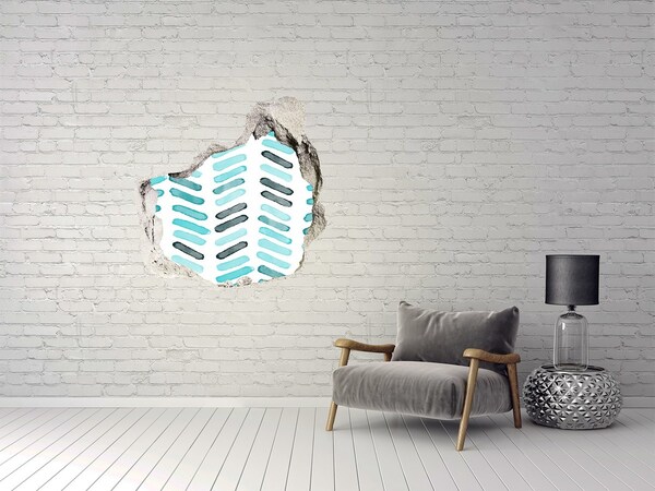 3D wall hole Blue herringbone