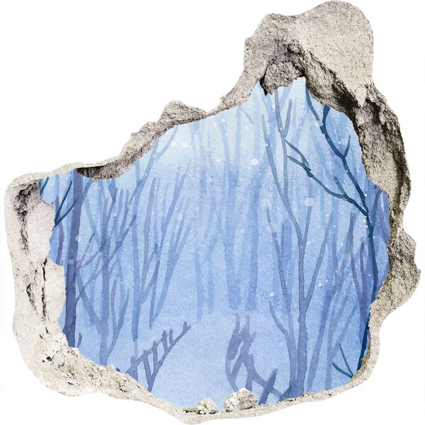 Hole wall sticker Winter landscape through a hole in the wall