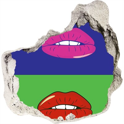 Hole wall sticker Lips in rainbow colors