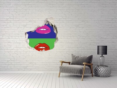 Hole wall sticker Colorful lips