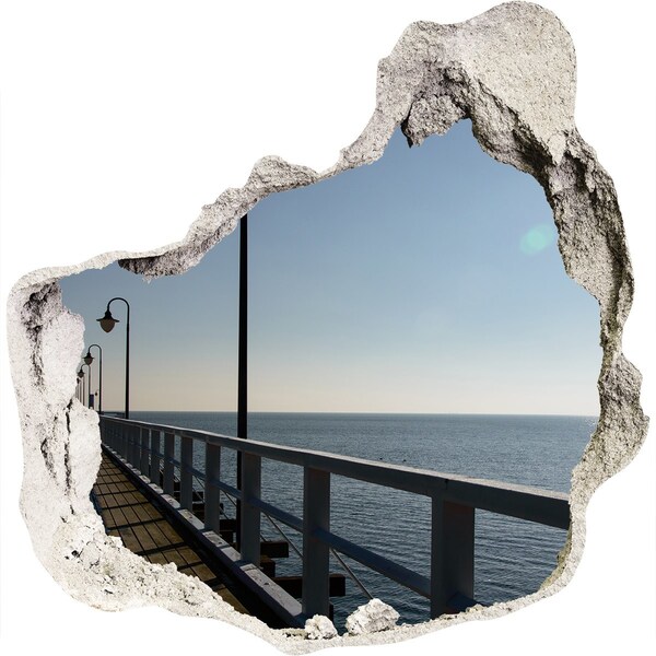 3D wall hole wallpaper Sea view from the pier