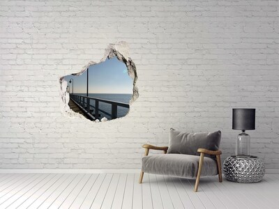3D wall hole wallpaper Sea view from the pier