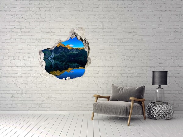 Hole in the wall sticker Mountain landscape with a lake