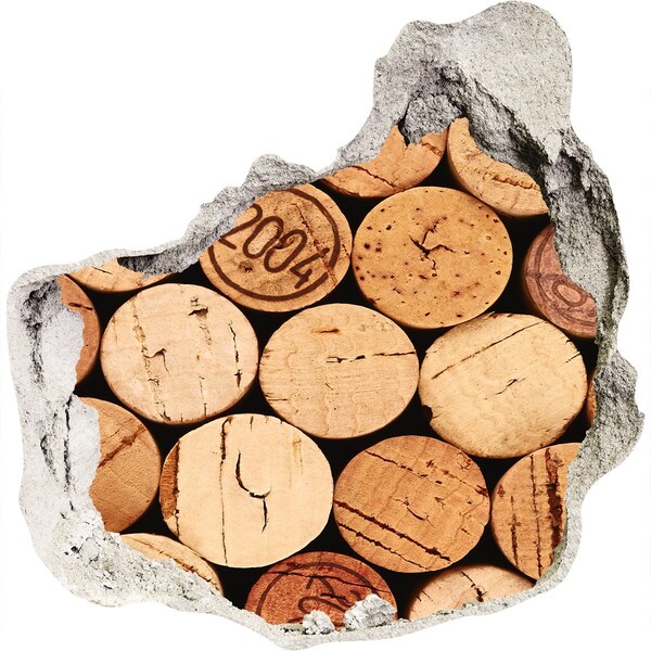 3D wall hole wallpaper Wine corks behind the wall