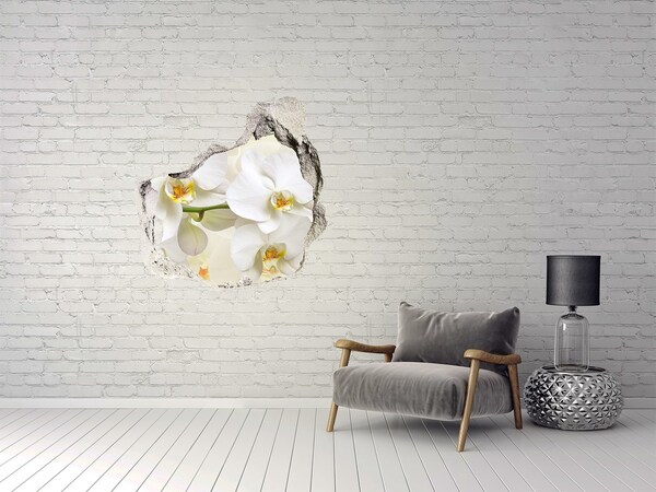 Hole wall sticker Orchids in concrete