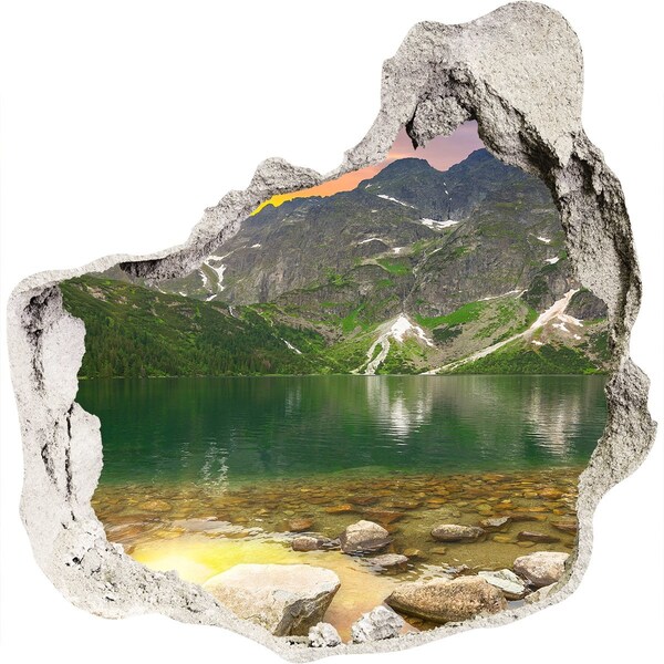 Hole in the wall decal Mountain landscape by the lake