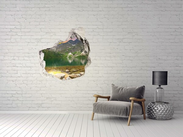 Hole in the wall decal Mountain landscape by the lake
