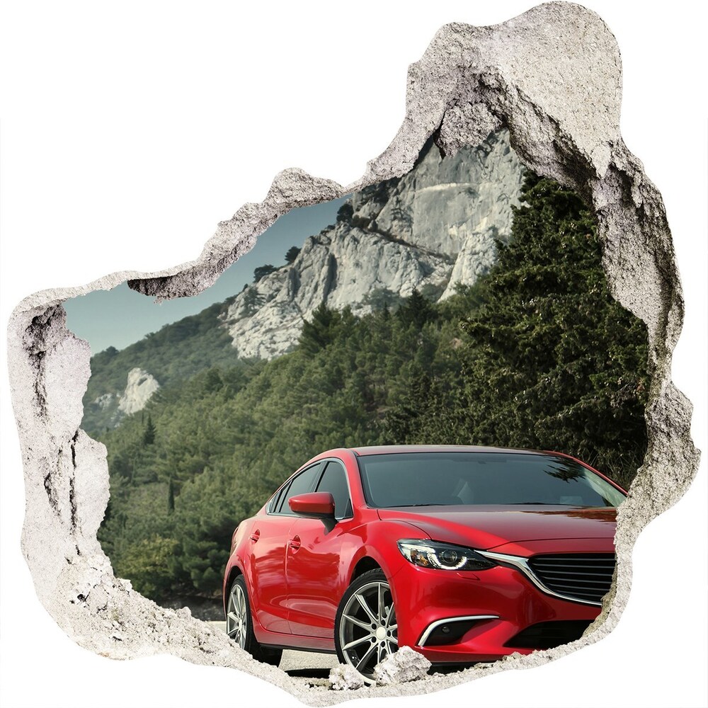 Hole in the wall decal Car in the mountains