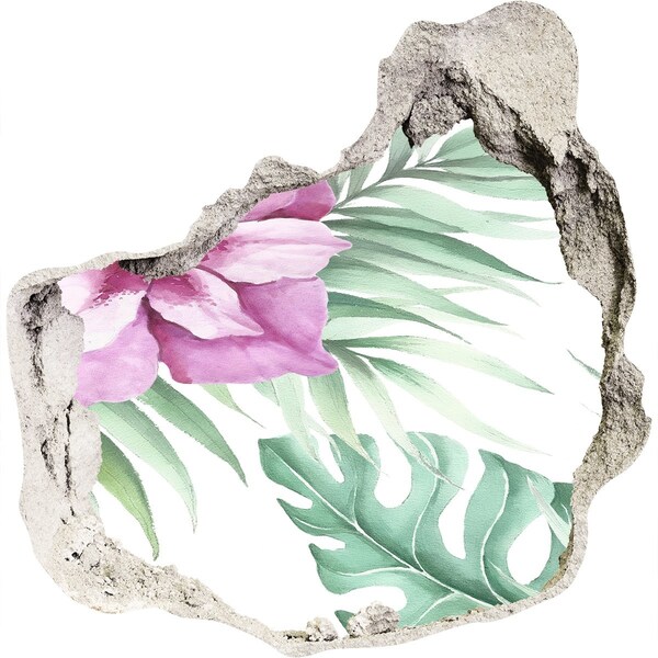 Hole in the wall decal Hawaiian flowers