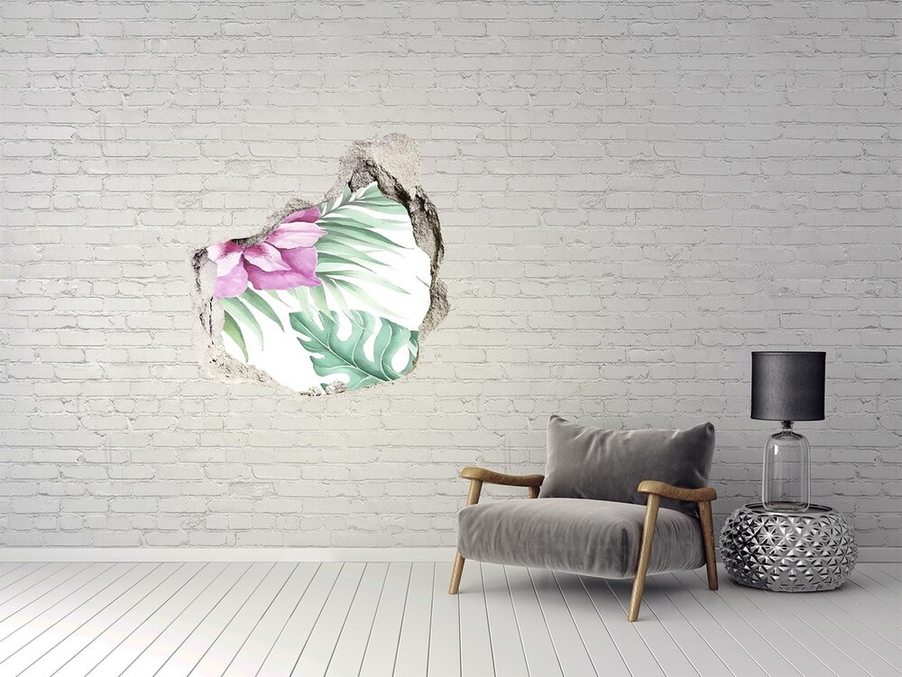 Hole in the wall decal Hawaiian flowers