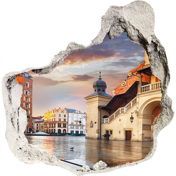 Hole in the wall sticker View of the city with the market square
