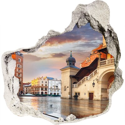 Hole in the wall sticker View of the city with the market square