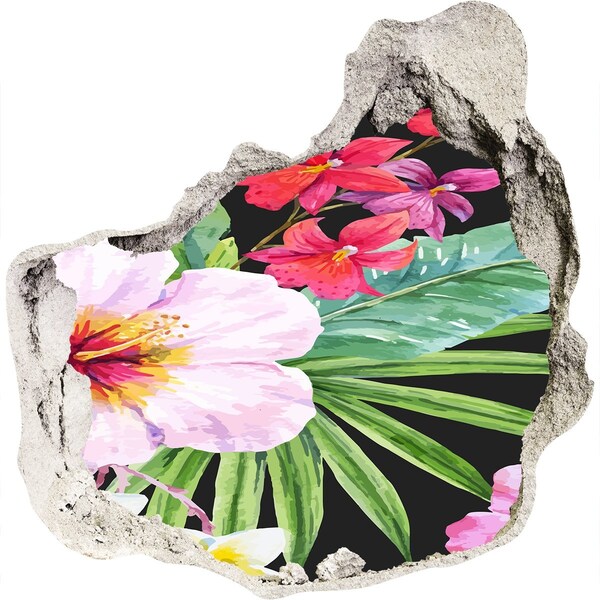Hole in the wall decal Tropical paradise with flowers