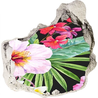 Hole in the wall decal Hawaiian flowers