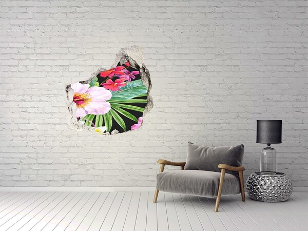 Hole in the wall decal Hawaiian flowers