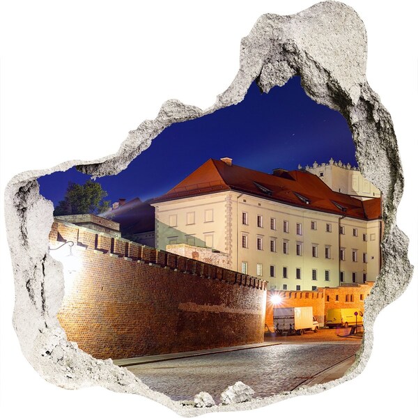 Hole in the wall sticker The castle in the night scenery