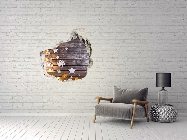 Hole in the wall sticker Winter landscape with Christmas decorations