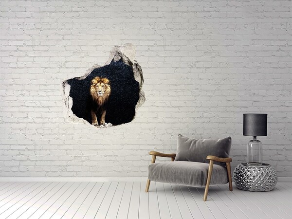 Hole in the wall decal Lion against the backdrop of the stars