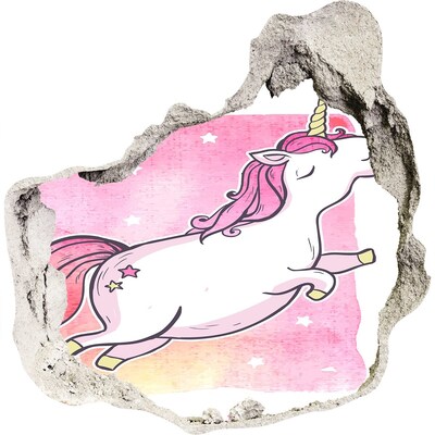 Hole in the wall decal Pink unicorn