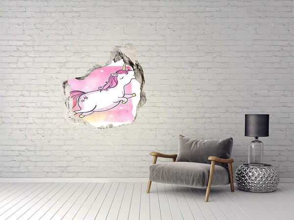 Hole in the wall decal Unicorn in a jump