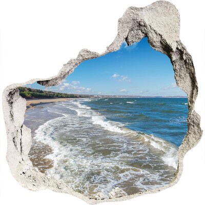 3D wall hole wallpaper Sea view