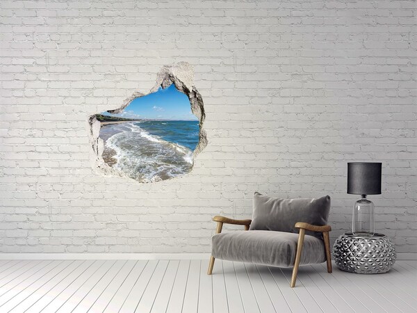 3D wall hole wallpaper Sea view