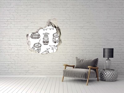 3D wall hole wallpaper Indian owls