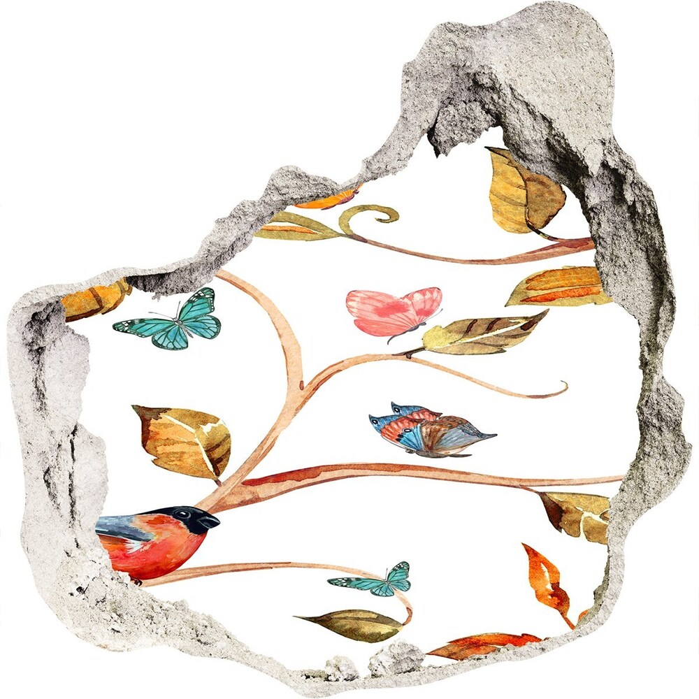 Hole wall sticker Birds and butterflies