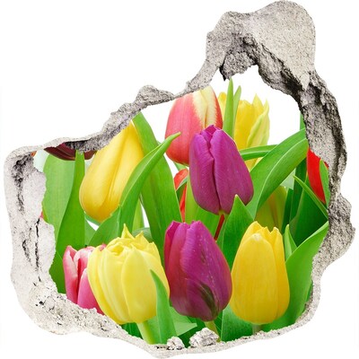 Hole wall sticker A flower paradise with tulips