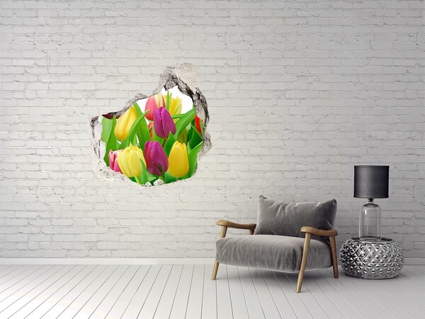 Hole wall sticker Colorful tulips