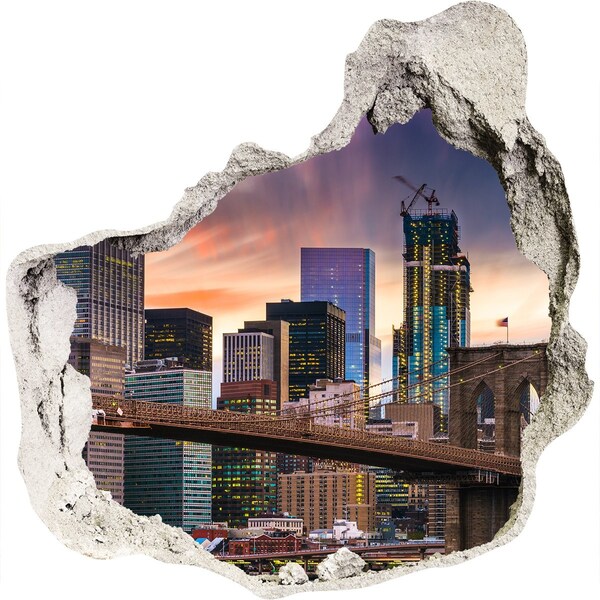 Hole wall sticker Brooklyn Bridge in New York